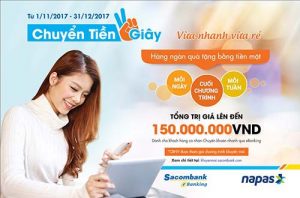 Sacombank khuyến mại lớn cho khách hang sử dụng dịch vụ chuyển tiền nhanh